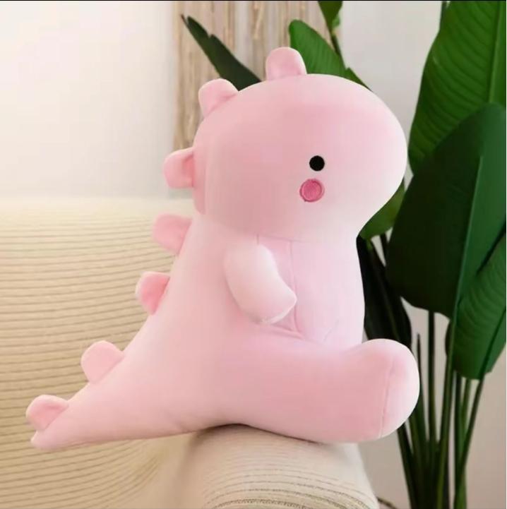 Pink dino throw pillow doll and stuffed toyscute shy pink dino Cute Pink