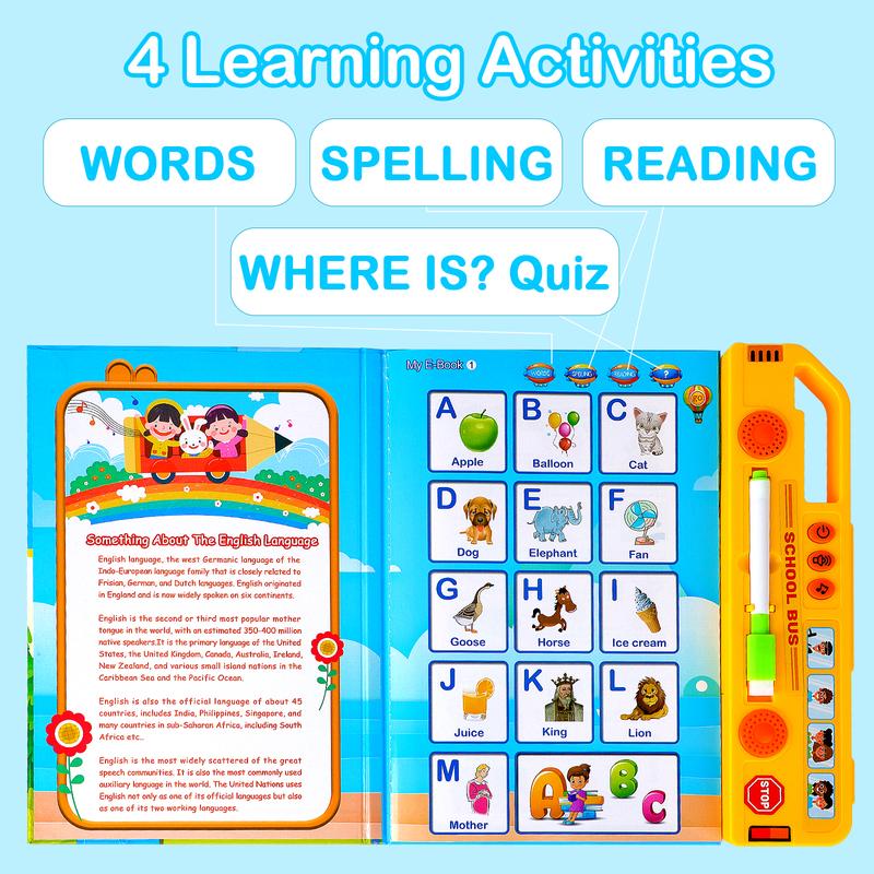 deAO Intelligence Book, Busy Board with Music and Spelling Busy Book with Sound Pronounciation Educational Speaking Book, Learning Toys Learning Activities Book