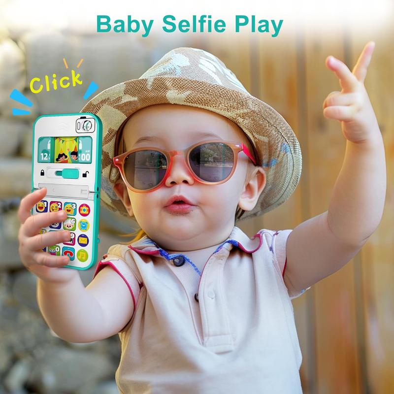 iPlay, iLearn Baby Phone Toy 6-12 Month, Toddler Foldable Smartphone Pretend Play W Mirror & Sound, Infant Music Learning Carseat Travel Toy, Birthday Gift 12-18M, 1 2 3 Year Old Babies Kids Boy Girl