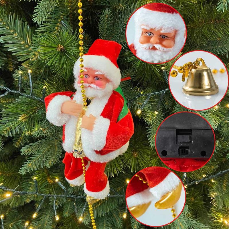 Christmas Santa Claus Doll with Music Electric Toy - Over the Wall Climbing Chimney Cartoon - Perfect Christmas Gift