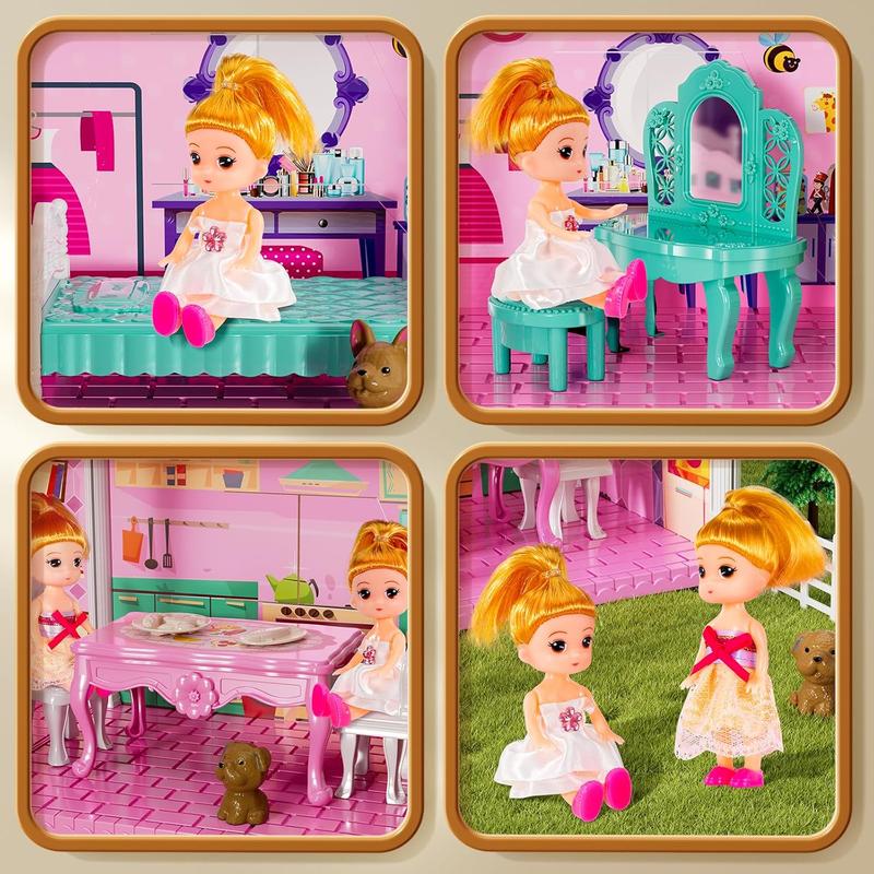 Dream Villa Playset for Girls Ages 2-7 - DIY Dollhouse Toys with Accessories & Furniture