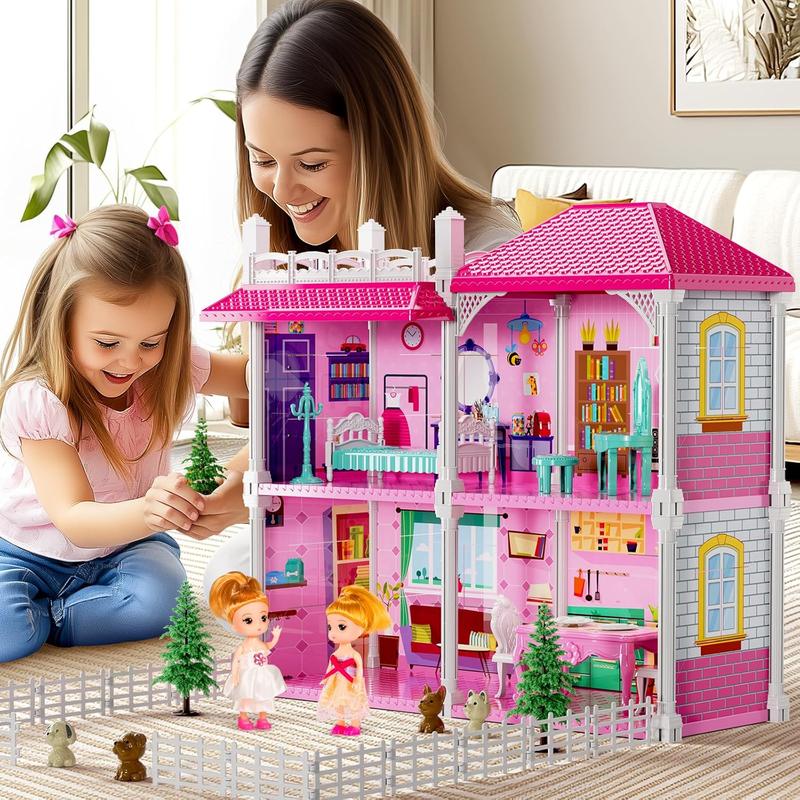 Dream Villa Playset for Girls Ages 2-7 - DIY Dollhouse Toys with Accessories & Furniture