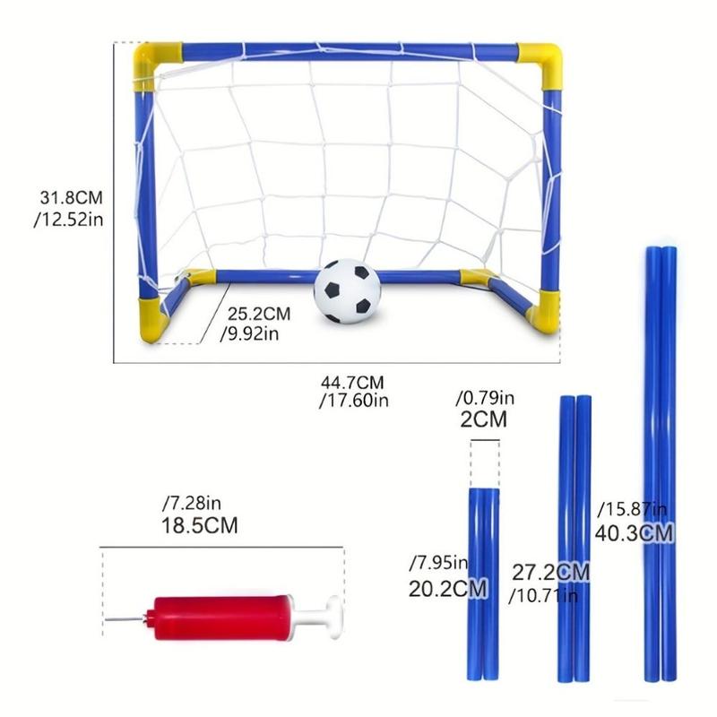 Portable Football Goal, 1 Set Durable Detachable Soccer Goal with Inflatable Football and Pump for Indoor & Outdoor Use, Christmas Gift