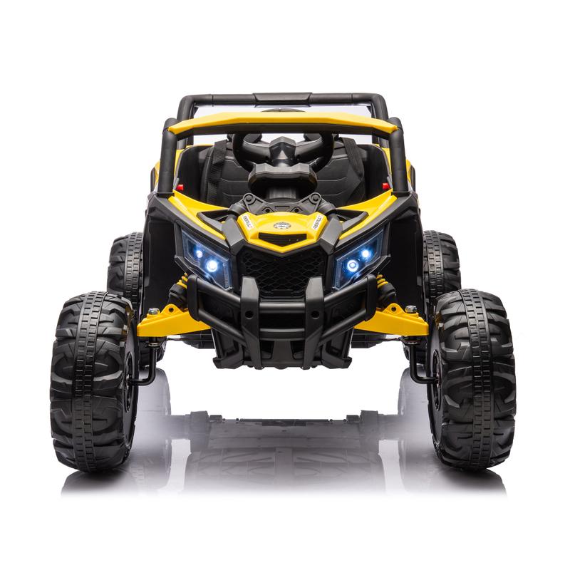 12V Ride On Car with Remote Control,UTV ride on for kid,3-Point Safety Harness, Music Player (USB Port Volume Knob Battery Indicator), LED Lights, High-Low Speed Switch - Off-Road Adventure for Kids