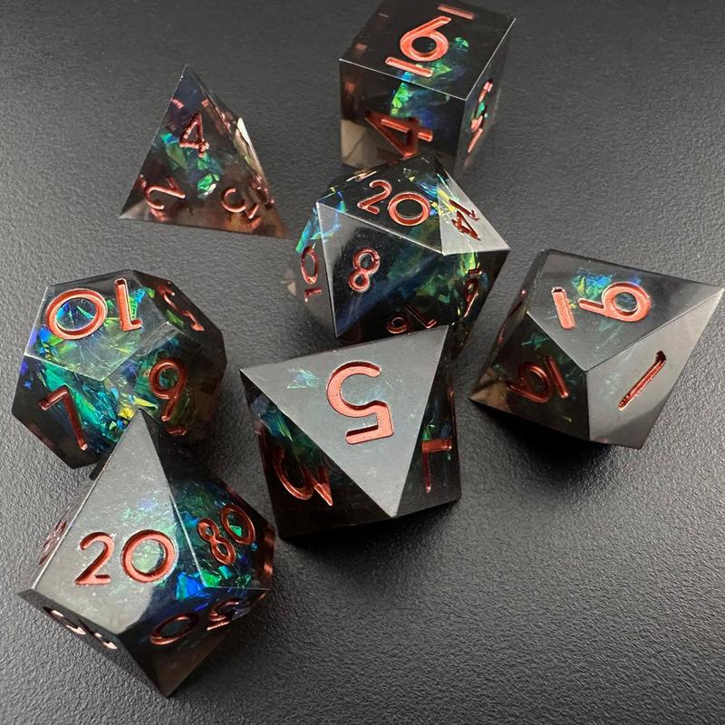 MinMax Misfits Obsidian Grove Sharp Edged Resin Polyhedral DnD Dice Set for Dungeons & Dragons (7pc) | DnD | Tabletop RPGS |  | TTRPGs