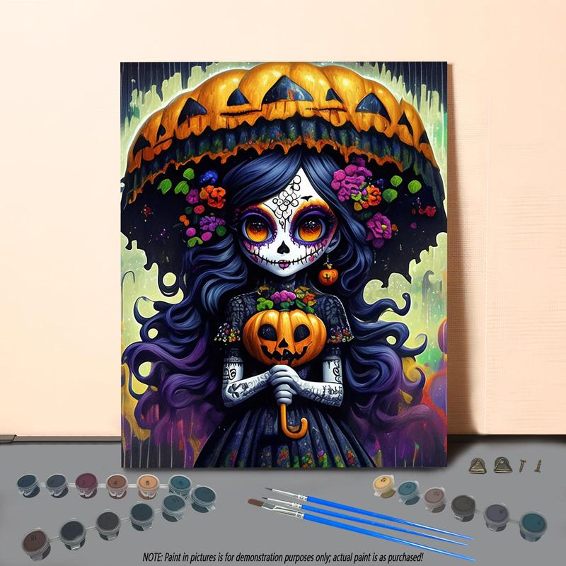 Day Of The Dead Girl Pattern Frameless DIY Painting By Numbers Kit, 1 Set DIY Paint By Numbers with Paint & Brushes, Wall Art Decoration for Home Room Bedroom