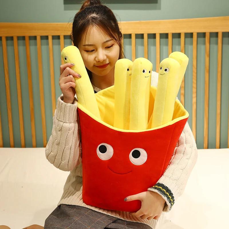 Emotional Support Smile French Fries Plush Stuffed Toy, Plush Sofa Pillow Car Accessories, Children's Pretend Play Accessories T plush toy