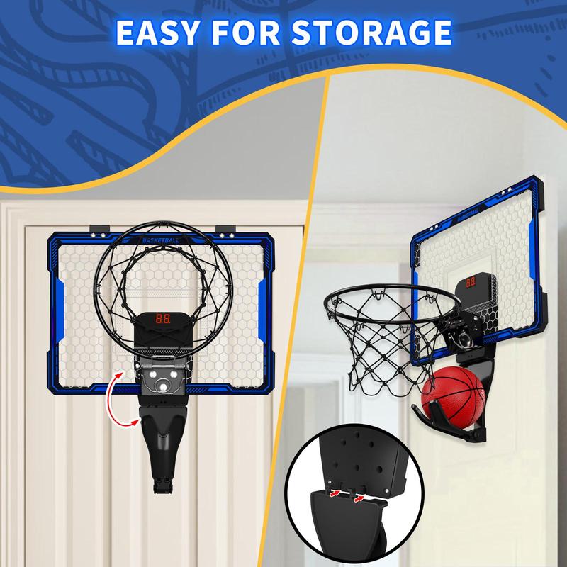 7 Changing LED Lights Basketball Hoop Toy, 1 Set Indoor Outdoor Basketball Hoop Toy with Balls & Accessories, Basketball Toy Gift for Boys & Girls