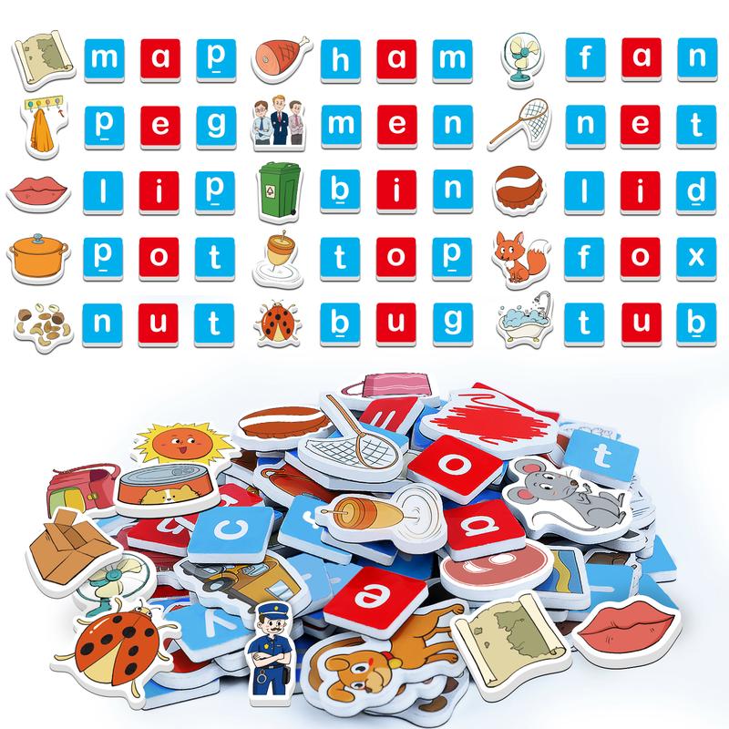 Magnetic Letters & CVC Word Games, Phonics Games, Alphabet Learning Toys, Refrigerator Fridge ABC Magnets, Spelling Reading for Classroom