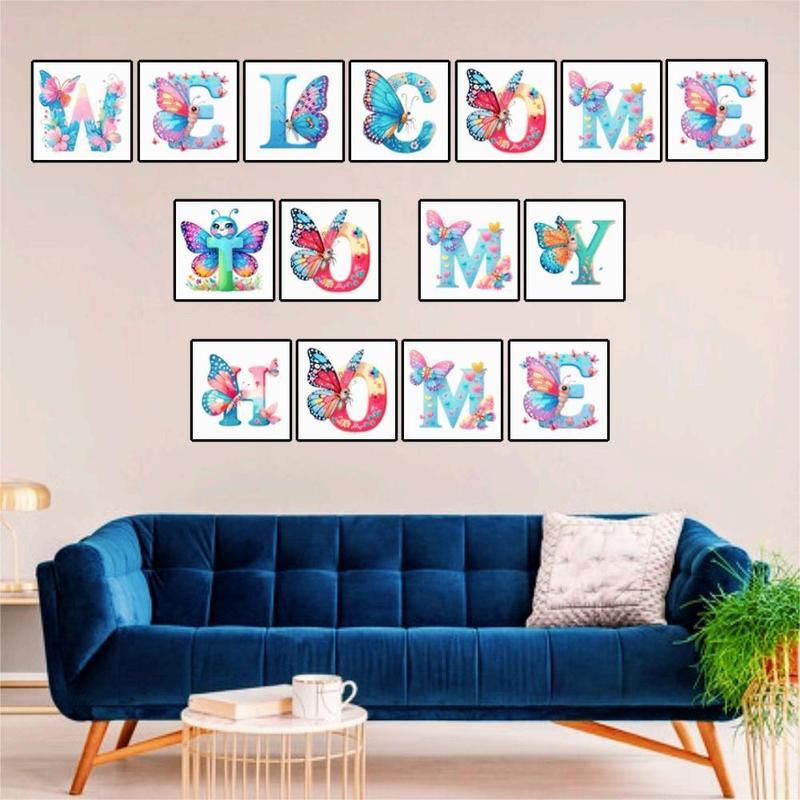 Christmas Alphabet Diamond Painting Picture without Frame, DIY Diamond Art Painting Kit, DIY Decorative Painting for Home Bedroom Living Room, Summer Gift, DIY Kits for Teens, Thanksgiving, Chrismats Gift Set