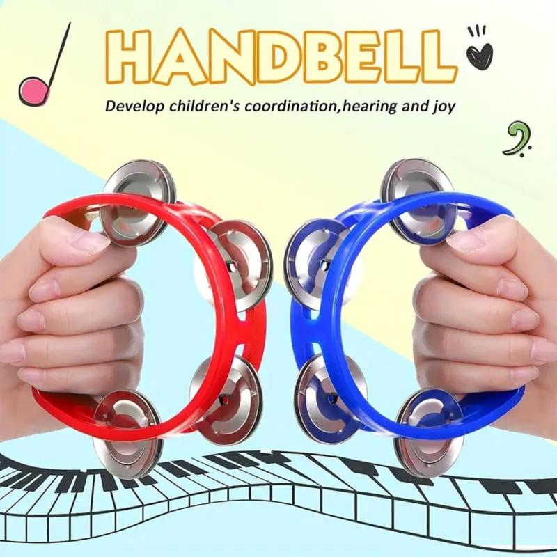 Plastic Handheld Tambourine, Hand Held Percussion Drum, Tambourine Musical Rhythm Instrument, Hand Percussion Tambourine Musical Instrument for Adults Music Lovers for Party Stage Performance, Christmas Gift