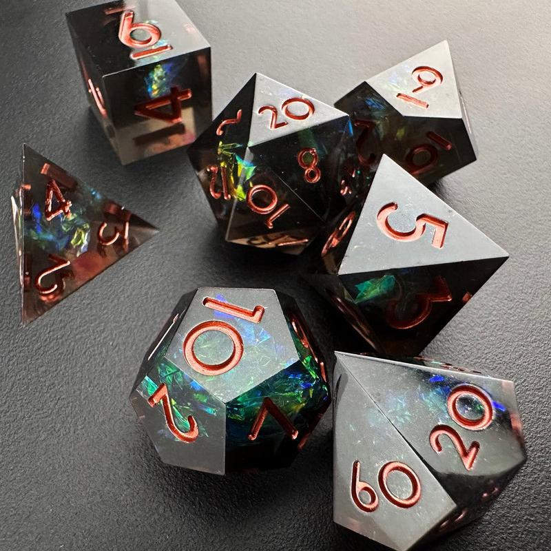 MinMax Misfits Obsidian Grove Sharp Edged Resin Polyhedral DnD Dice Set for Dungeons & Dragons (7pc) | DnD | Tabletop RPGS |  | TTRPGs