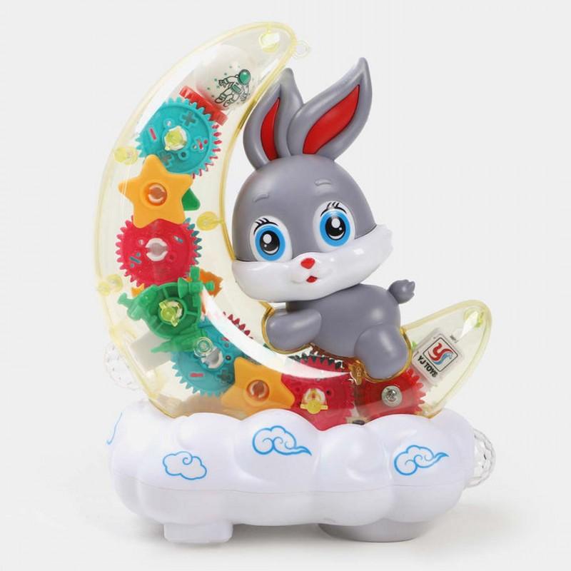 Cute Gear Moon Rabbit Crawling Toy With Light And Music Unique Holiday Birthday Gift