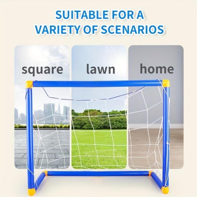 Portable Football Goal, 1 Set Durable Detachable Soccer Goal with Inflatable Football and Pump for Indoor & Outdoor Use, Christmas Gift