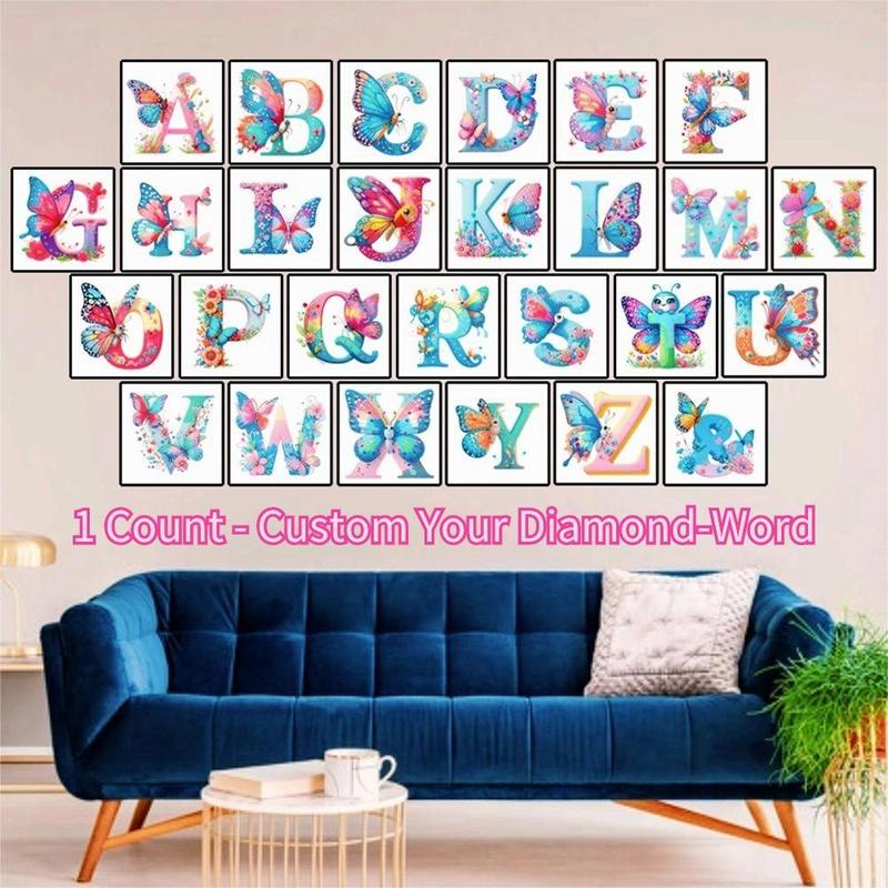 Christmas Alphabet Diamond Painting Picture without Frame, DIY Diamond Art Painting Kit, DIY Decorative Painting for Home Bedroom Living Room, Summer Gift, DIY Kits for Teens, Thanksgiving, Chrismats Gift Set