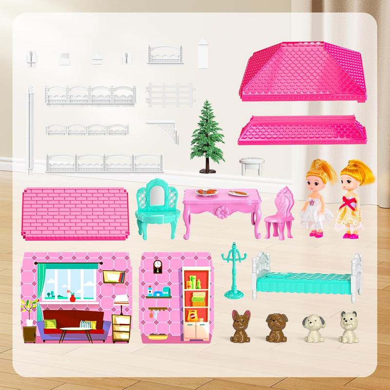 Dream Villa Playset for Girls Ages 2-7 - DIY Dollhouse Toys with Accessories & Furniture