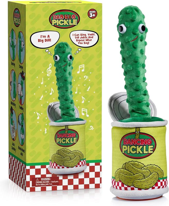 Dancing Pickle - Sings, Repeats What You Say & Tells Jokes, Singing & Talking PickleToy, Electronic Yodeling Pickle for Anyone Who Loves Pickles and Funny Gag Gifts