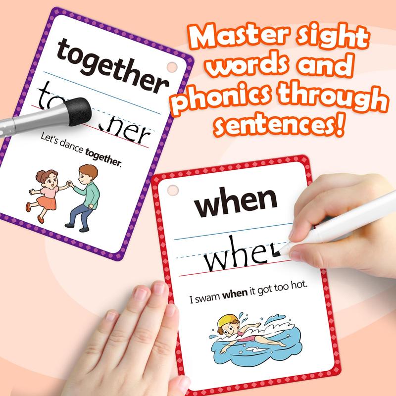 Sight Words Flash Cards, Phonics Games Digraphs, CVC Blends, and Long Vowel Sounds for Early Education flashcards  for classroom essential word flash