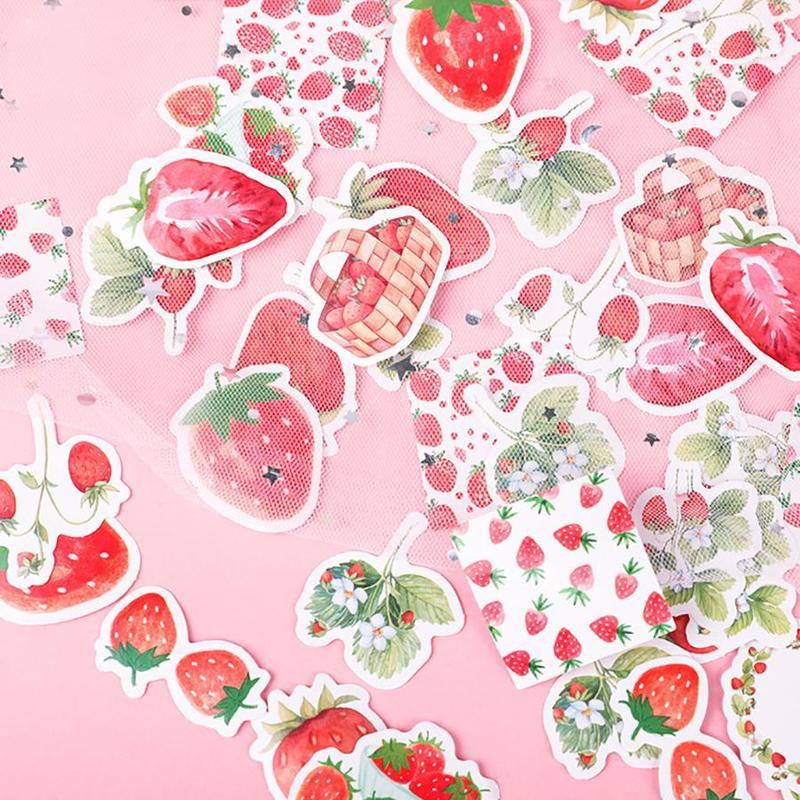 Strawberry Cheese Pattern Sticker, 45pcs box Creative Special-shaped Seal Sticker, Decorative Sticker for DIY Scrapbooking & Journal Making