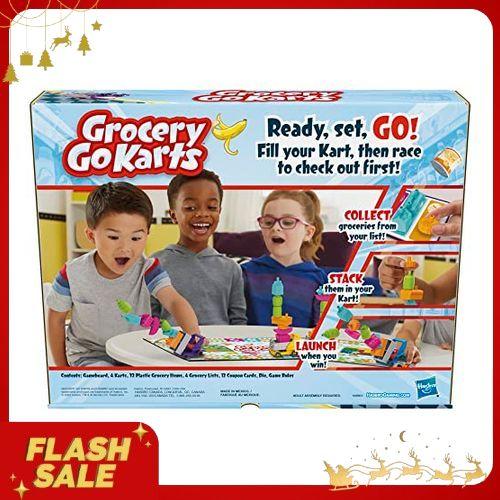 Grocery Go Karts Board Game for Preschoolers and Kids Ages 4 and Up, Building Game with Mini Groceries, Preschool Games for 2-4 Players