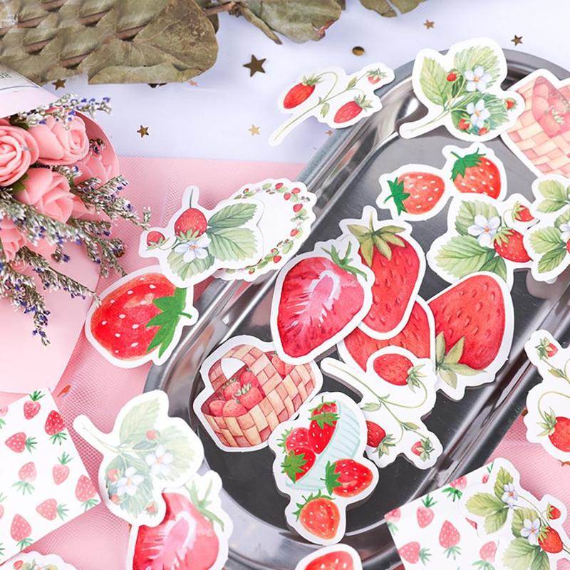 Strawberry Cheese Pattern Sticker, 45pcs box Creative Special-shaped Seal Sticker, Decorative Sticker for DIY Scrapbooking & Journal Making