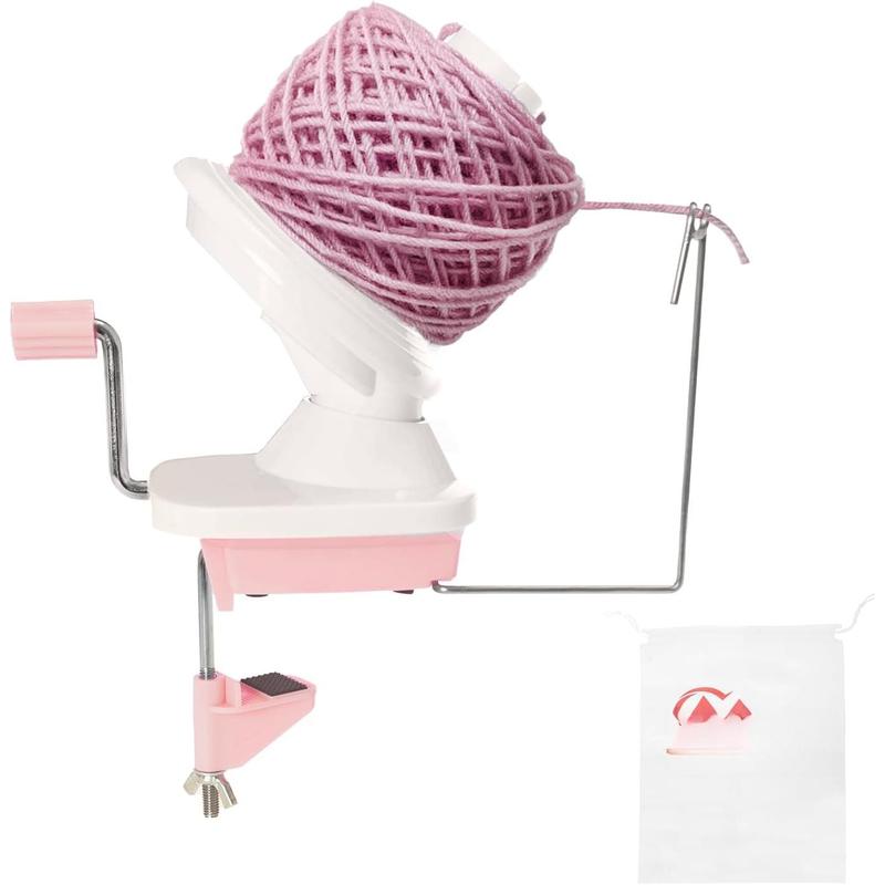 Yarn Winder Hand Operated Yarn Ball Winder Pink Yarn Cake Winder Yarn Winder for Crocheting Ball Winder with Dust-Proof Bag