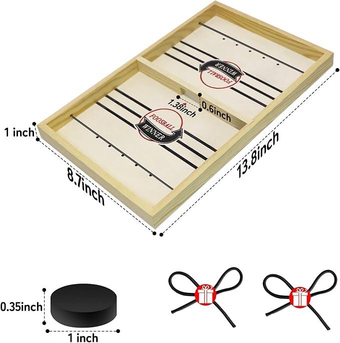 Fast sling puck game - Fun-Filled Wooden Tabletop Battle for Kids & Adults! Fast-Paced Ice Hockey Action, Perfect for Family Game Nights & Parties