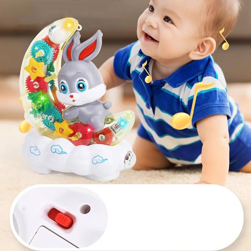 Cute Gear Moon Rabbit Crawling Toy With Light And Music Unique Holiday Birthday Gift