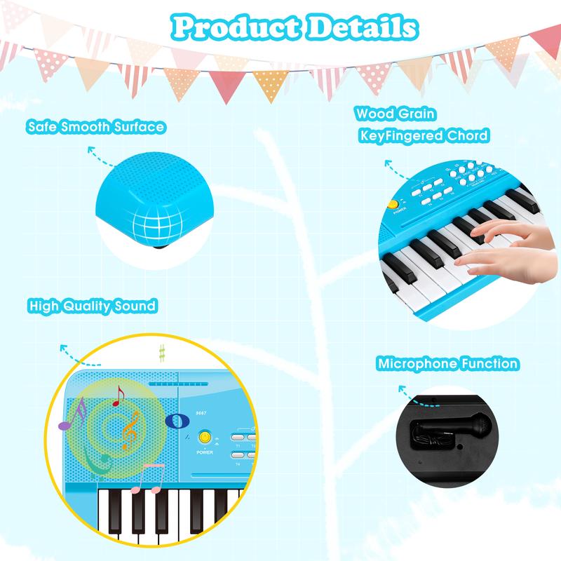 Music Toy Piano Keyboard for Kids Upgrade Piano Toys for 3 4 5 6 7 8 Year Old Girls Boys Keyboard Piano for Beginners Electric Piano with Microphone Toys for Birthday Christmas Gifts