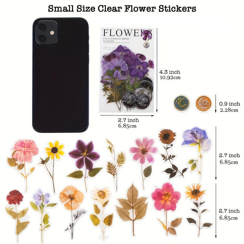 Random Color Dried Flowers Resin Stickers, Aesthetic Self Adhesive Decorative Stickers, DIY Decals For Water Bottle, DIY Kits for Teens, Christmas, Christmas Gift