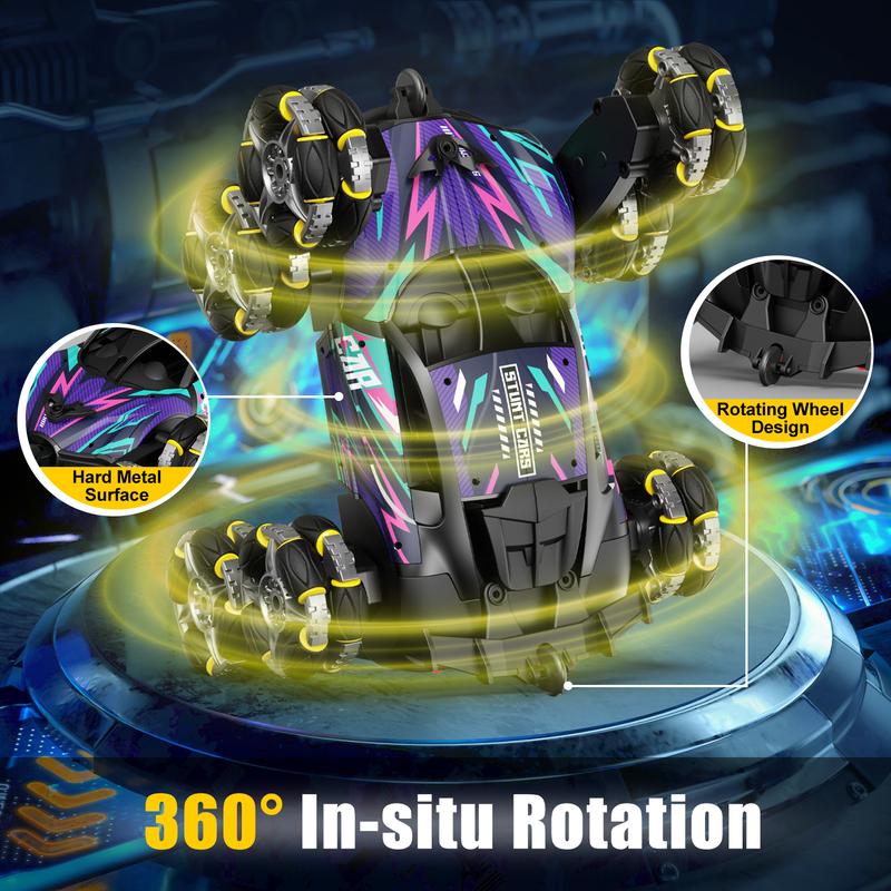 Lehoo Castle 8 Wheels RC Stunt Car Toys, 2.4Ghz Remote Control Cars,Transform Drift Off Road for kids, with Lights & Music, 360° Rotating, Birthday Gifts Ideas for Kids