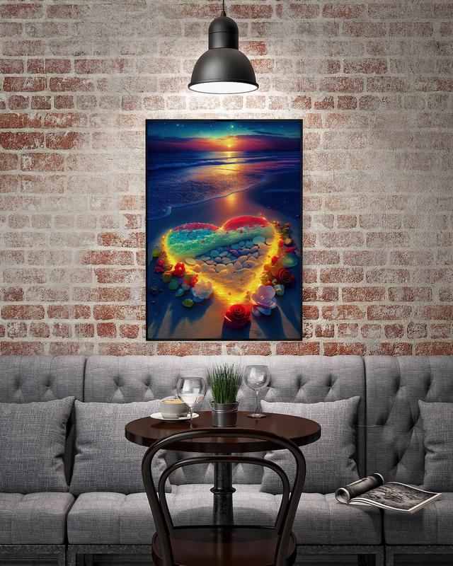 Diamond Painting Kits for Adults, 5D Sunset Diamond Art Kits for Beginners, DIY Full Drill Seaside Paint with Round Diamond Dots, Home Wall Decor 12 x 16 Inch