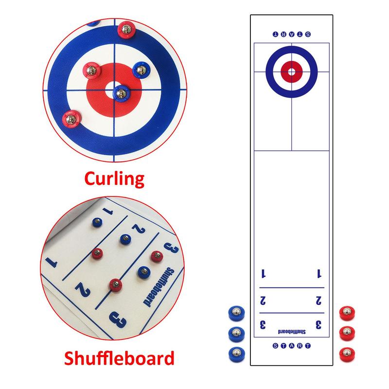 2 in 1 Table Top Shuffleboard & Curling Game Set, 1 Set Classic Board Game, Portable Family Games for Indoor and Outdoor Fun, Indoor Recreation Equipment