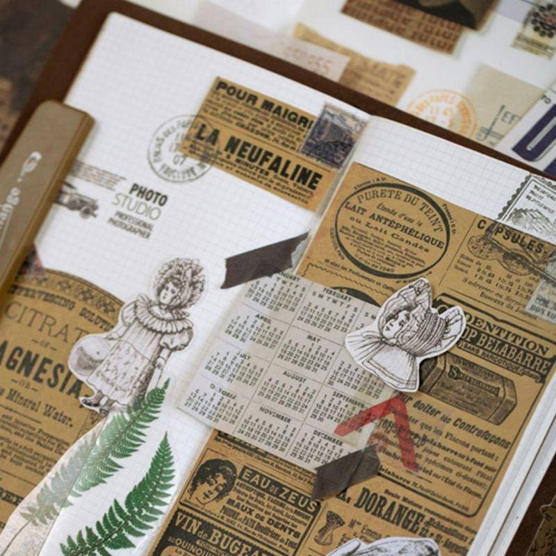 10pcs set Random Vintage Magazine  Diary Paper Material, Diy Material for Scrapbooking Craft