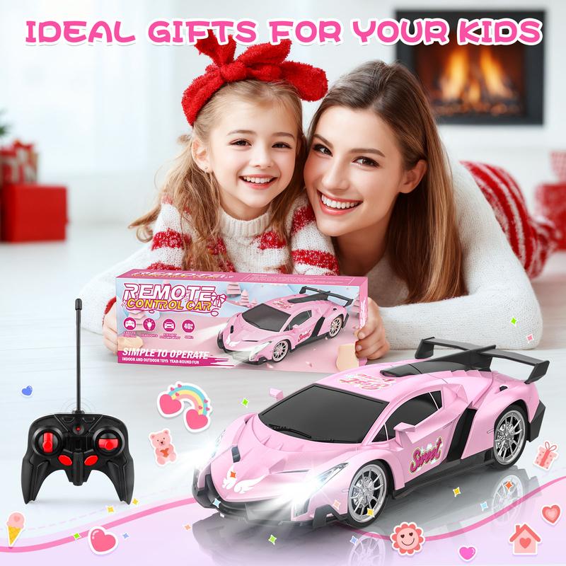 Growsland Remote Control Car for Girls, 1:18 Pink RC Cars Toys for Kids  Electric Vehicle Toy Car Hobby Racing Car , Birthday Gifts for  Age 3 4 5 6 7 8 9 Year Old rc car remote control toy  race