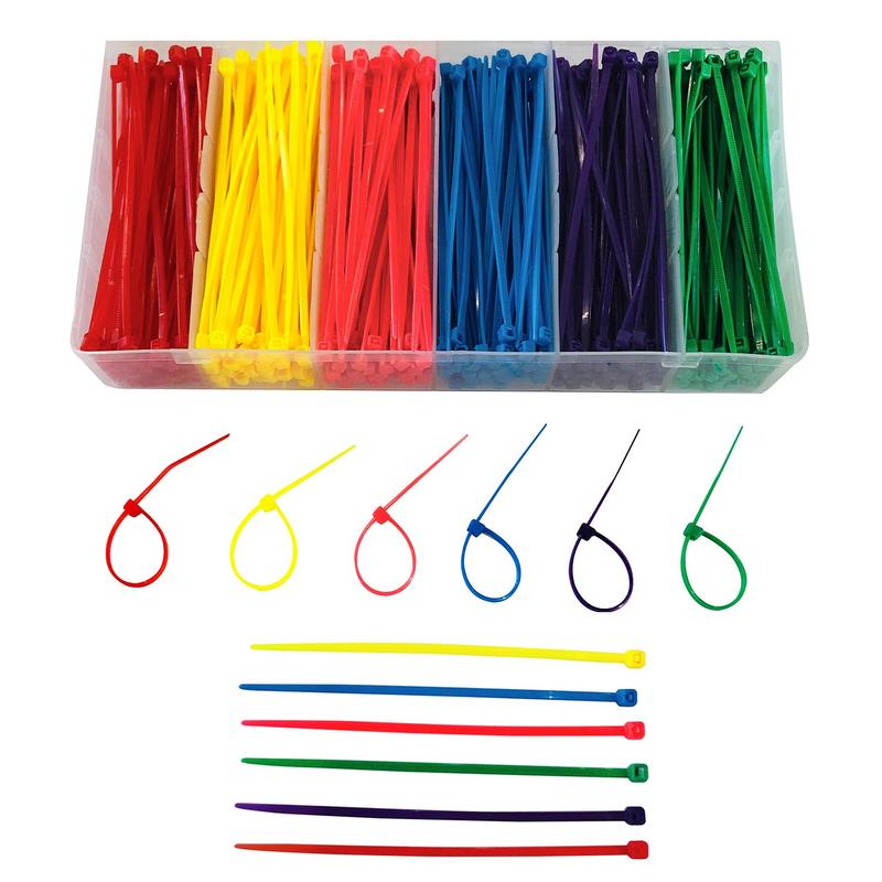 Small 4 inch Multicolor [Zip Cable Tie]s 480pcs Assorted Color for Marking Chickens Legs or Deco Mesh Wreath Supplies Pink,Red, Purple, Yellow, Blue,Green