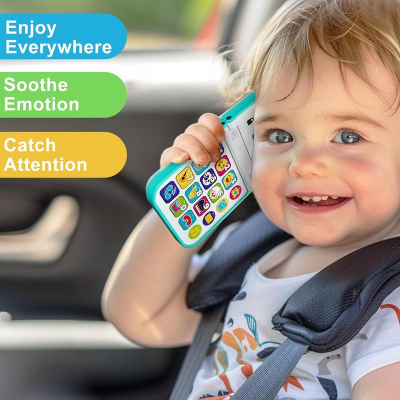 iPlay, iLearn Baby Phone Toy 6-12 Month, Toddler Foldable Smartphone Pretend Play W Mirror & Sound, Infant Music Learning Carseat Travel Toy, Birthday Gift 12-18M, 1 2 3 Year Old Babies Kids Boy Girl