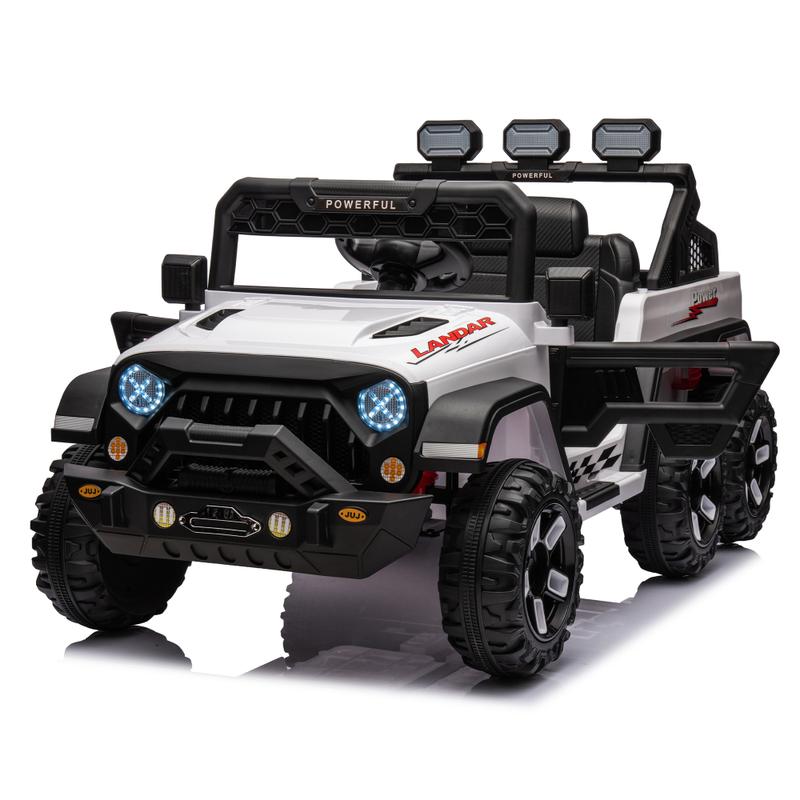 24V Ride On Large PickUp Truck Car for Kids. Ride On 4WD Toys with Remote Control. Parents Can Assist in Driving. Bluetooth Music Version. Pickup Truck Design with Spacious Storage in the Rear.