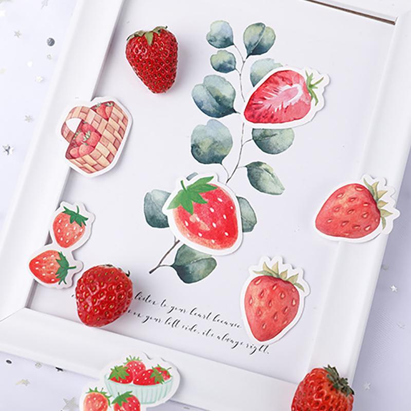 Strawberry Cheese Pattern Sticker, 45pcs box Creative Special-shaped Seal Sticker, Decorative Sticker for DIY Scrapbooking & Journal Making