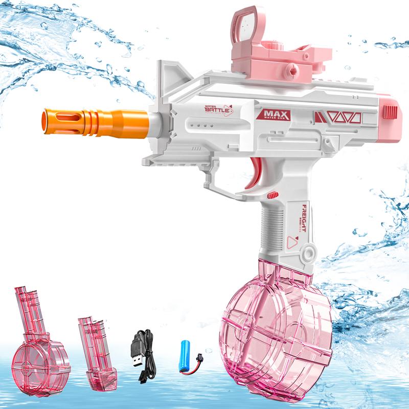 2 Packs of Electric Water Gun Toys for Adults and Kids, Continuous Shooting Water Toys with a Range of Up to 32 Feet, Powerful Automatic Handheld Water Toys, Suitable for Pool Beach Outdoor Games