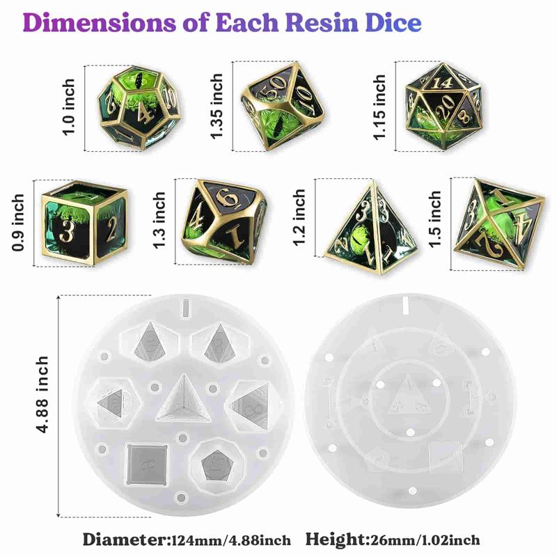 Upgraded Dice Resin Molds, Large DND Silicone Dice Molds for Resin with 7 Cavities, Polyhedral Stereoscopic Game Dice Epoxy Resin Molds for DIY Dices Making, Table Board Game - LET'S RESIN