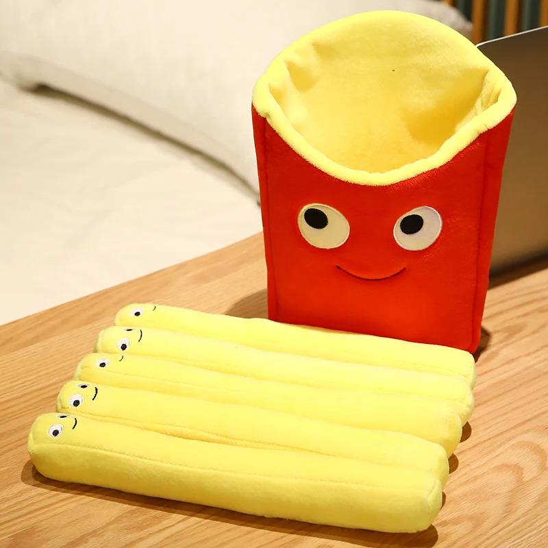 Emotional Support Smile French Fries Plush Stuffed Toy, Plush Sofa Pillow Car Accessories, Children's Pretend Play Accessories T plush toy