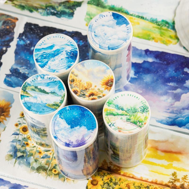 Landscape Pattern Washi Tape, 1 Roll Scrapbooking & Journal Making Material Tape, DIY Decorative Tape for Students School Home