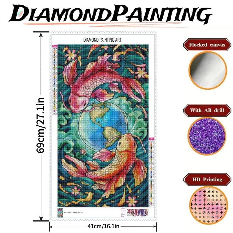 Koi Fish Pattern Diamond Arts Painting Picture without Frame, DIY Decorative Painting, Handmade Art Craft For Home Decor