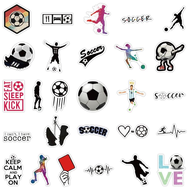 Football Themed Sticker (50pcs), Scrapbooking & Journal Making Material Paper, DIY Decorative Sticker For Stationery Computer Water Bottle Skateboard, Boyfriend Gifts