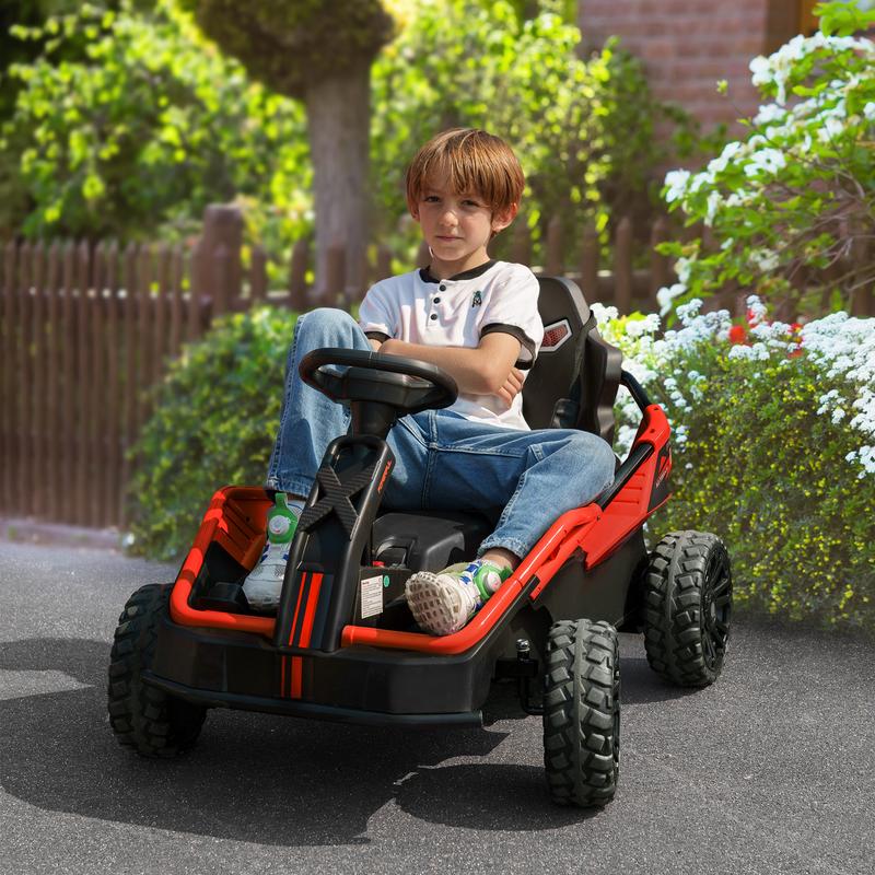 Qaba 24V Electric Go Kart for Kids with Remote Control, Battery Powered Pedal Go Kart, Toddler Ride on Car with Spring Suspension, Electric Vehicle Aged 3-8 Years Old