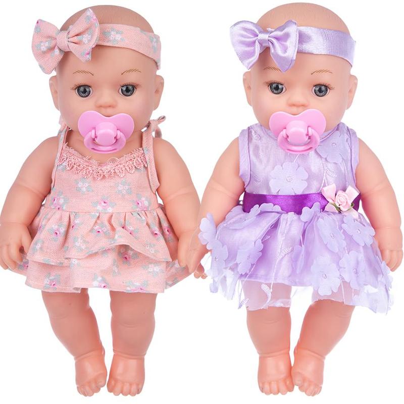 12 Inch Soft Doll with Pacifier & Clothes & Bowknot & Shoes, 1 Set Cute Doll for Girls, Birthday Gift for Kids