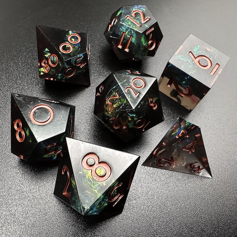 MinMax Misfits Obsidian Grove Sharp Edged Resin Polyhedral DnD Dice Set for Dungeons & Dragons (7pc) | DnD | Tabletop RPGS |  | TTRPGs