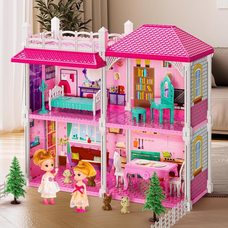 Dream Villa Playset for Girls Ages 2-7 - DIY Dollhouse Toys with Accessories & Furniture