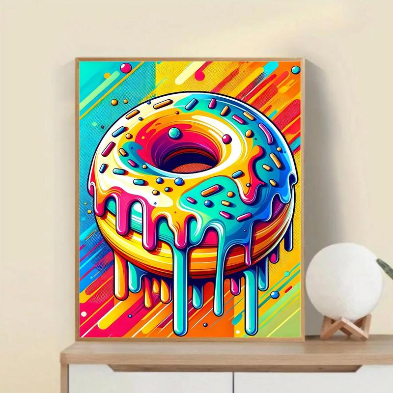 Colorful Donut Pattern DIY Diamond Art Colorful Painting Kit without Frame, 1 Set DIY Diamonds Art Decorative Painting for Beginner, DIY Art Paintings for Bedroom Living Room Decor